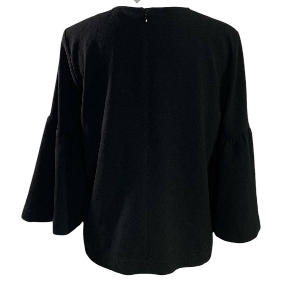 Ganni Black Crepe Flare Sleeve Clark Blouse Size 40/ US 8-10 - Picture 2 of 10